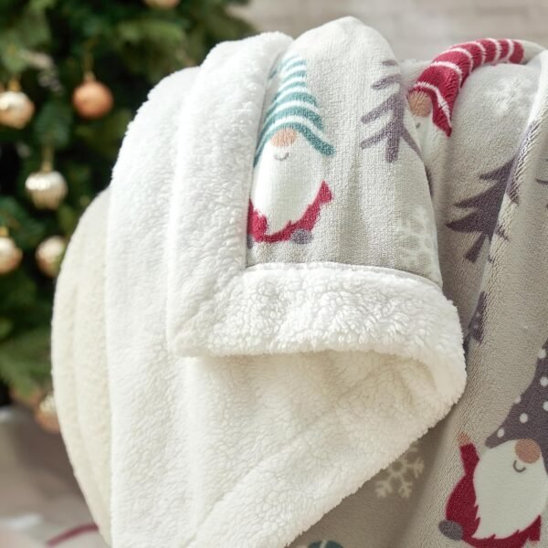 Cozy Bliss Gnome Throw Blanket Christmas Sherpa Blanket Warm Reversible Plush Throw Blanket, Ultra Soft Cozy Throw Blanket for Couch, Sofa and Bed (Xmas Gnome, 50"x60") - Image 10