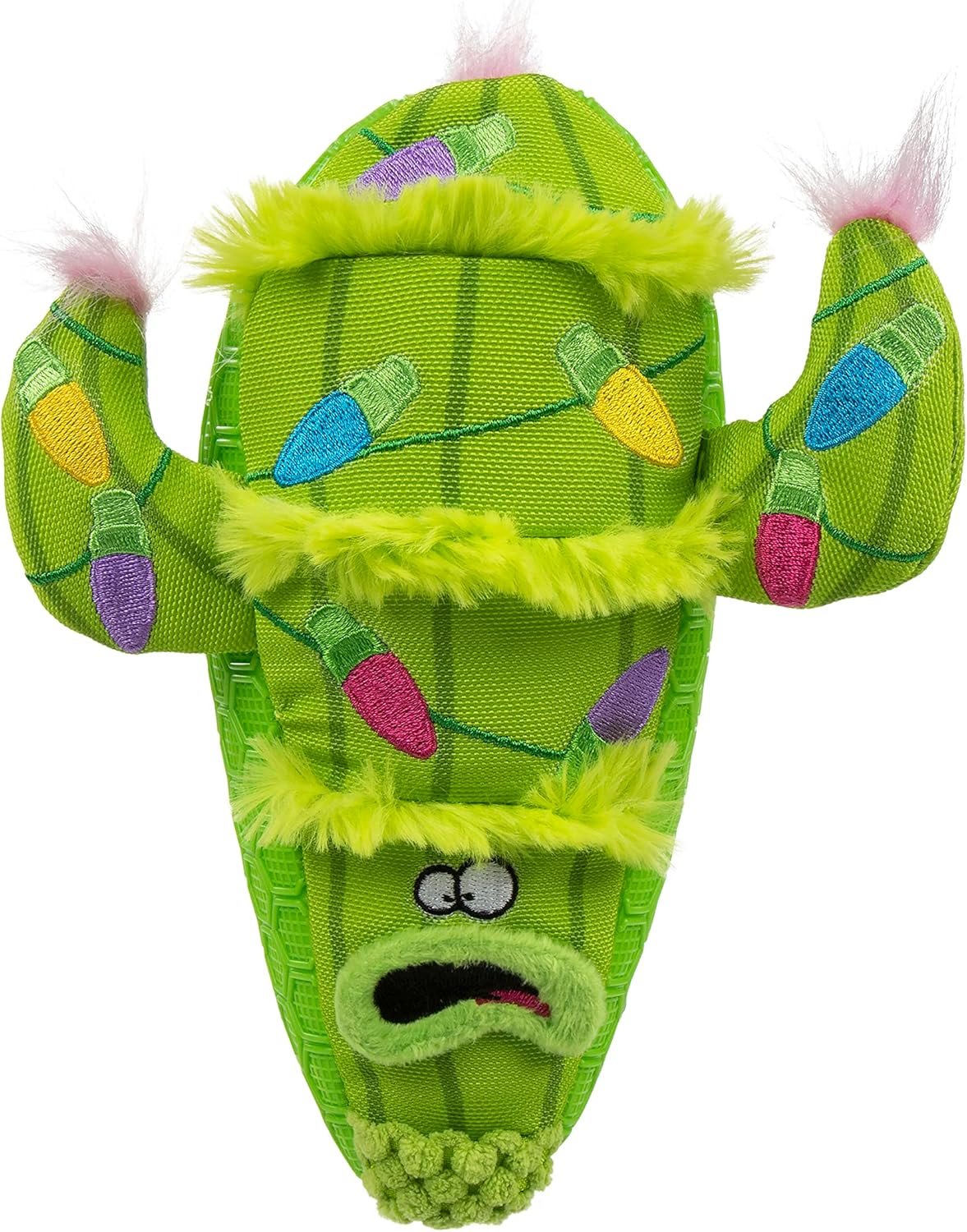 goDog Holiday Collection Mixed Materials TPE-Plush Holiday Cactus Squeaky Dog Toy, Chew Guard Technology - Green, One Size - Image 2