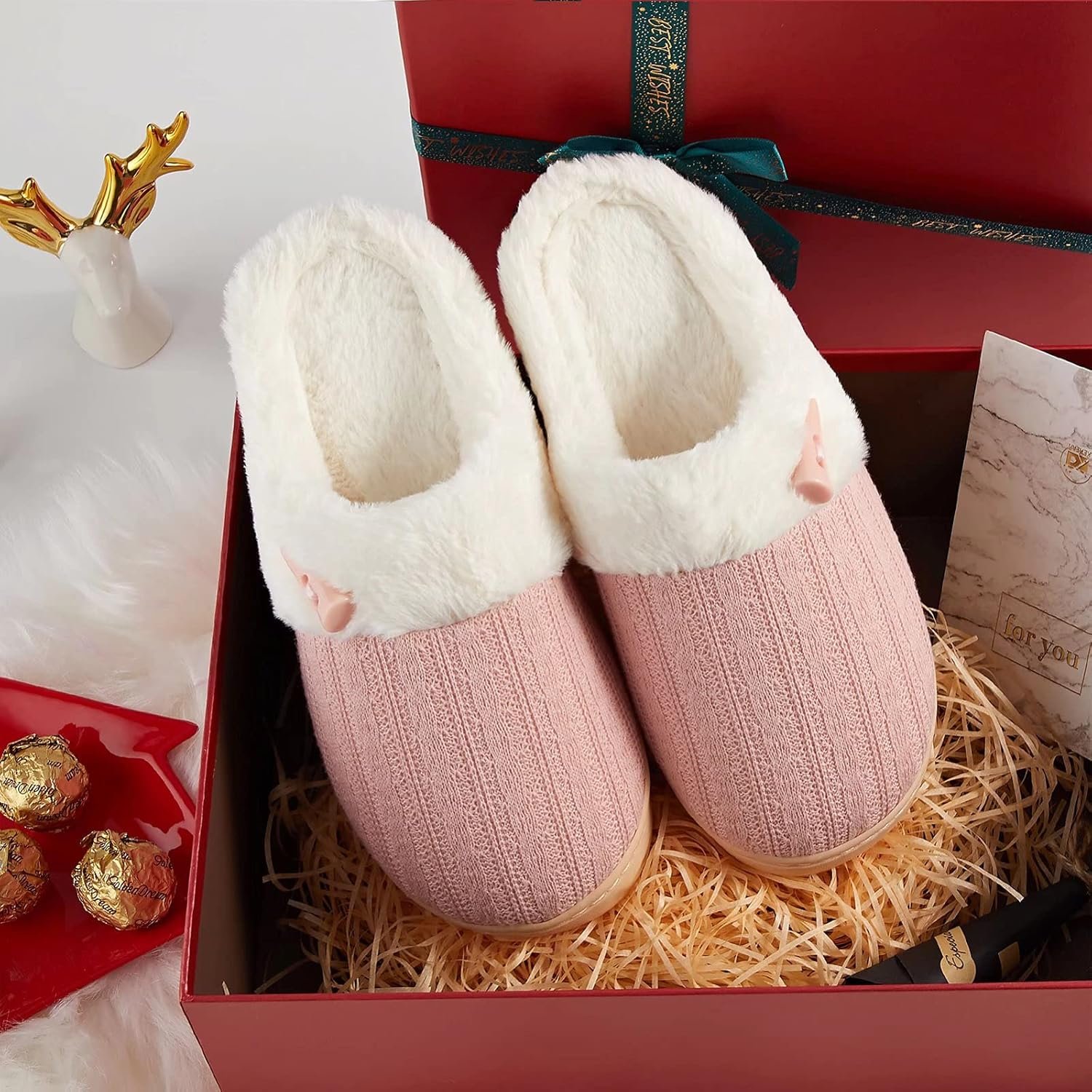 NineCiFun Women's Slip on Fuzzy House Slippers Memory Foam Slippers Scuff Outdoor Indoor Warm Plush Bedroom Shoes with Faux Fur Lining - Image 8