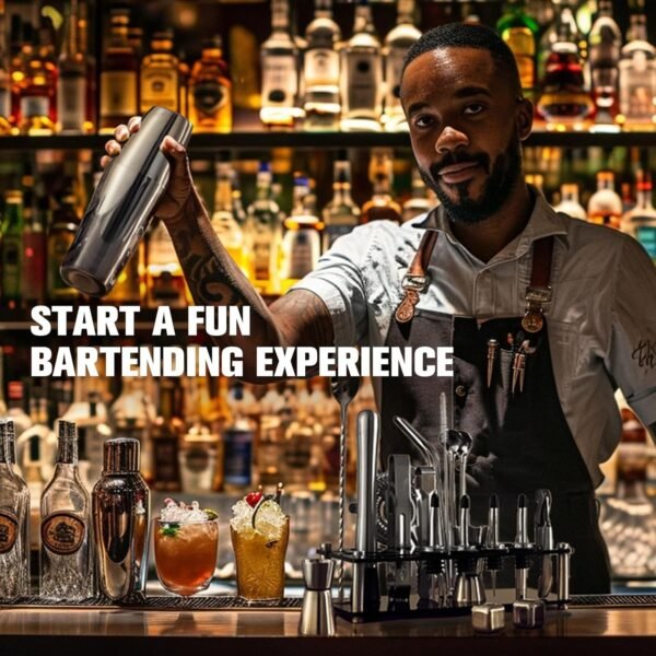 Cocktail Shaker Set, 23-Piece Boston Stainless Steel Bartender Kit with Acrylic Stand & Cocktail Recipes Booklet, Professional Bar Tools for Drink Mixing, Home, Bar, Party (Include 4 Whiskey Stones) - Image 6