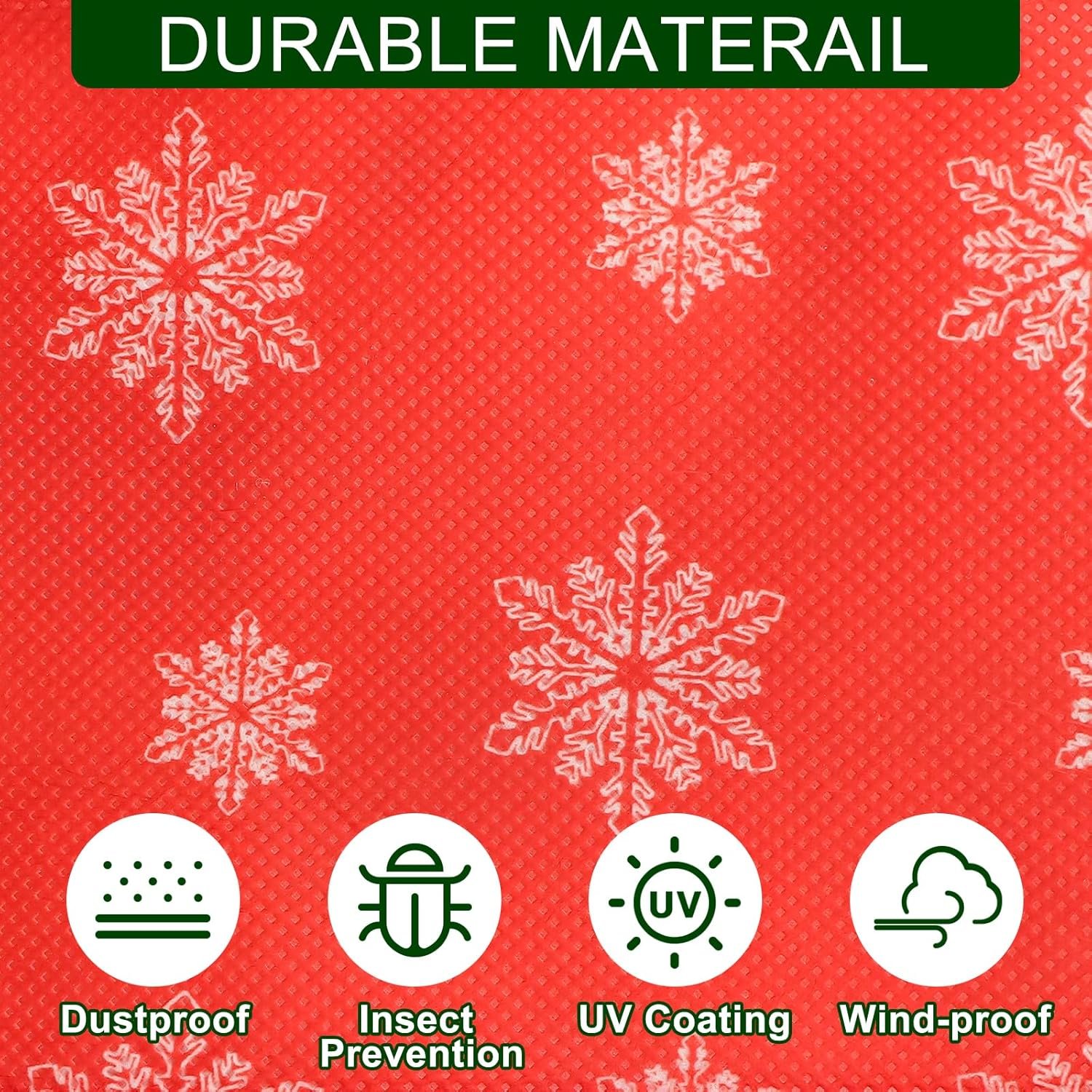 Upright Christmas Tree Storage Bag,Tree Storage Cover with Adjustable Straps,Tear Resistant Christmas Tree Storage Bag for 7.5Foot Assembled Trees-Snow Printing Red - Image 6