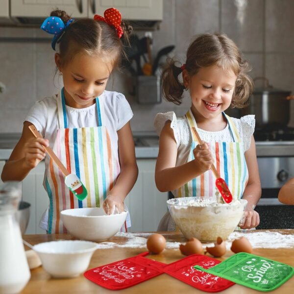Yaomiao 12 Pcs Christmas Pot Holders with Silicone Spatula Set Silicone Spatula Set with Wooden Handles Pot Holders for Kitchen Christmas Kitchen Utensils Christmas Baking Gifts for Xmas (Cute) - Image 6