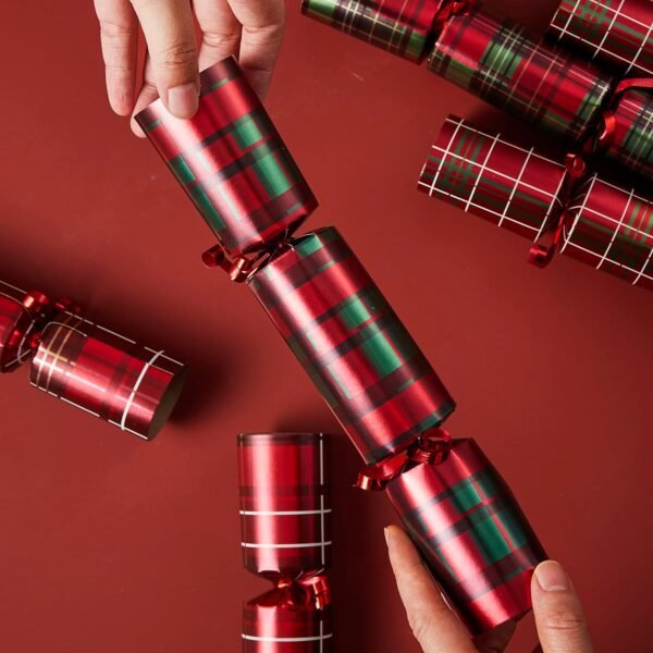 JOYIN 8 Pack Christmas Non-Snap Party Favor, Red Check Plaid Party Table Favor Includes Party Hat, Jokes & Gifts, Xmas Gifts Prizes for Christmas Holiday Dinner Traditions Party Supplies - Image 5