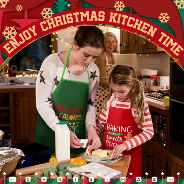 4 Pcs Christmas Apron for Women Men Adjustable Kitchen Chef Apron Cookie Gingerbread Man Santa Hat Christmas Baking Apron for Xmas Kitchen Cooking Baking Crafts Party Supplies - Image 7
