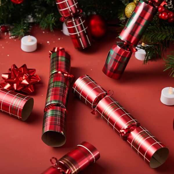 JOYIN 8 Pack Christmas Non-Snap Party Favor, Red Check Plaid Party Table Favor Includes Party Hat, Jokes & Gifts, Xmas Gifts Prizes for Christmas Holiday Dinner Traditions Party Supplies - Image 6