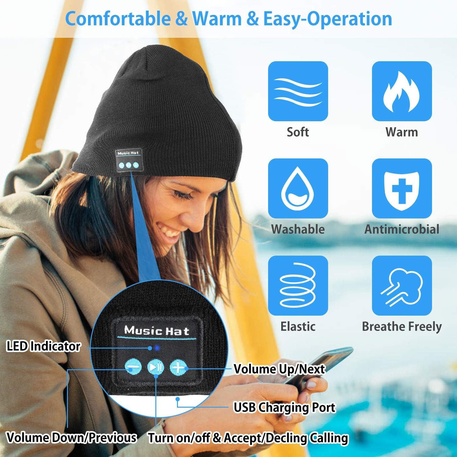 Unisex Wireless Beanie Hat with Exquisite Packaging Wireless Winter Hats Cap Music Hat Beanie Winter Knit Cap - Image 4