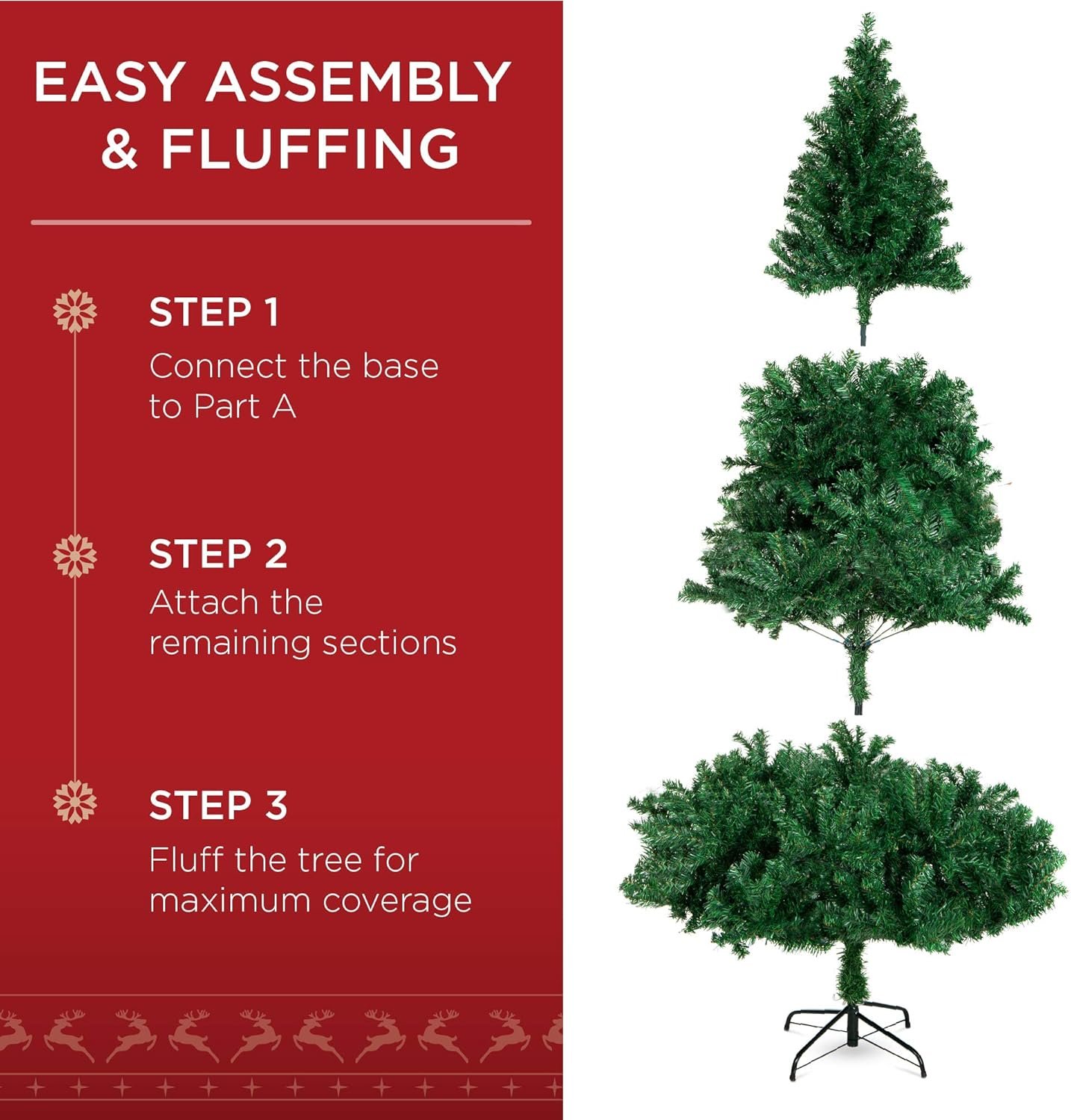 Best Choice Products Artificial Christmas Tree, 6ft Premium Unlit Hinged Design, Dense Branches Realistic Holiday Décor w/Easy Assembly, Base - Image 5