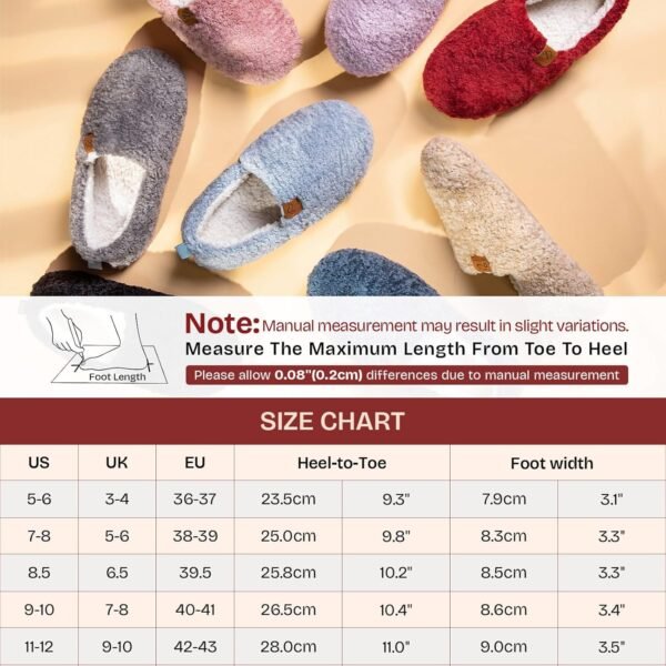 EverFoams Women’s Soft Curly Full Slippers Memory Foam Lightweight House Shoes Cozy Loafer with Polar Fleece Lining - Image 7