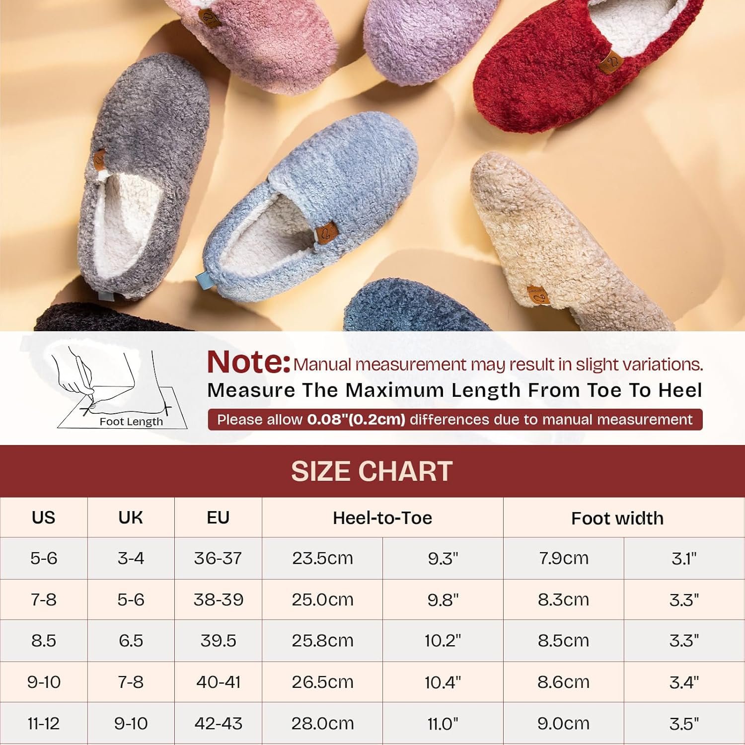 EverFoams Women’s Soft Curly Full Slippers Memory Foam Lightweight House Shoes Cozy Loafer with Polar Fleece Lining - Image 7