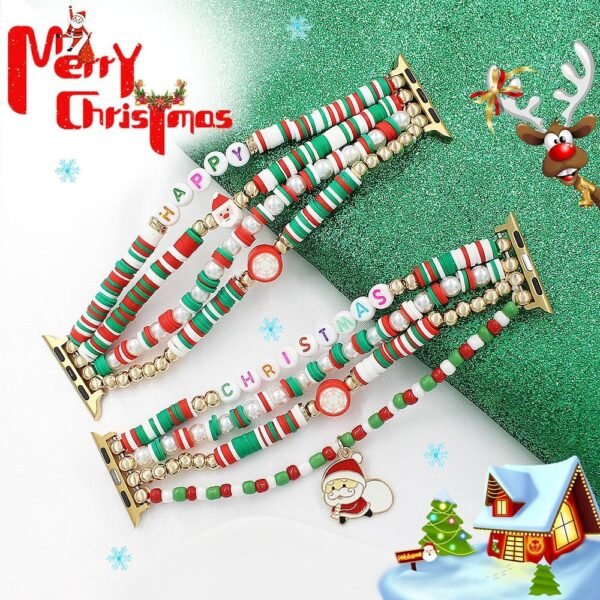 Natural Stone Beaded Bracelet Compatible with Apple Watch Band 38mm 40mm 41mm 42mm 44mm 45mm 46mm 49mm Women Series 10 9 8 7 SE Ultra 2 Series 6/5/4, Fashion Stretch Fancy Watch Strap for iWatch Band Series 3/2/1 - Image 3