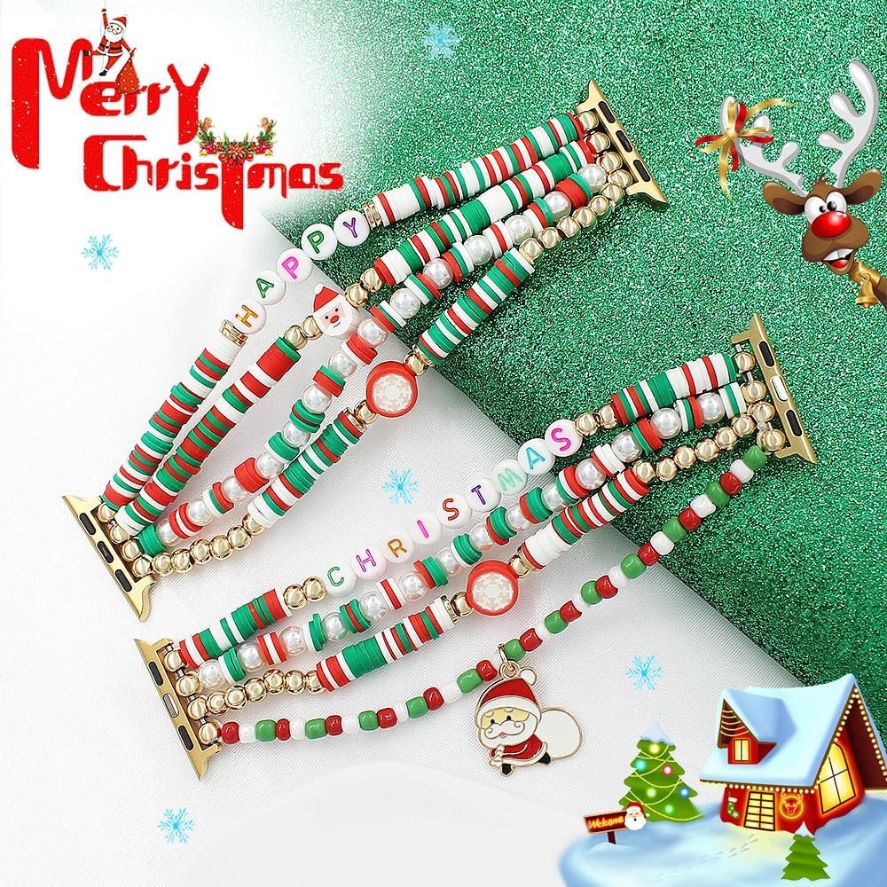 Natural Stone Beaded Bracelet Compatible with Apple Watch Band 38mm 40mm 41mm 42mm 44mm 45mm 46mm 49mm Women Series 10 9 8 7 SE Ultra 2 Series 6/5/4, Fashion Stretch Fancy Watch Strap for iWatch Band Series 3/2/1 - Image 3