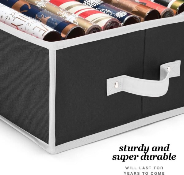 Wrapping Paper Organizer Storage for Christmas Gifts Wrapping Paper (6 Colors) Underbed Storage Container with Interior Pockets, Fits 24 Rolls - Image 5