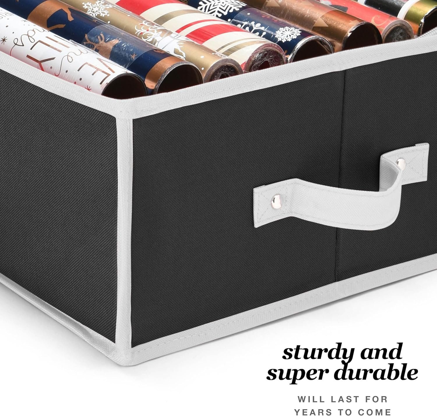 Wrapping Paper Organizer Storage for Christmas Gifts Wrapping Paper (6 Colors) Underbed Storage Container with Interior Pockets, Fits 24 Rolls - Image 5