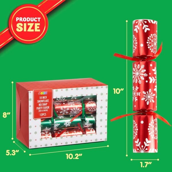 JOYIN 12 Pack Christmas Non-Snap Party Favor, Red & Green Snowflake Party Table Favor Includes Party Hat, Jokes & Gifts, Xmas Gifts Prizes for Christmas Holiday Dinner Traditions Party Supplies - Image 5