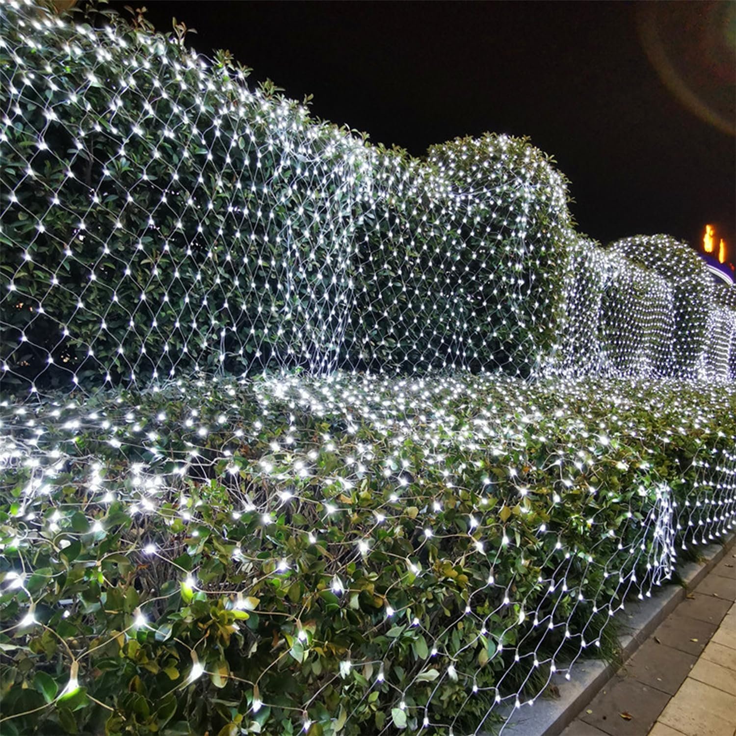 WATERGLIDE Outdoor Christmas Net Lights, 12FT x 5FT 360 LED Mesh String Light with 8 Lighting Modes, Connectable Waterproof Lights for Garden Tree Bushes, Holiday Wedding Party Decorations, White - Image 4