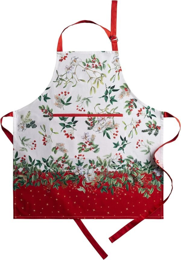 Cotton Apron with Center Pocket, Kitchen Unisex Cloth Apron (1 Piece) with Long Ties for Painting Cooking Baking Restaurant - Image 2