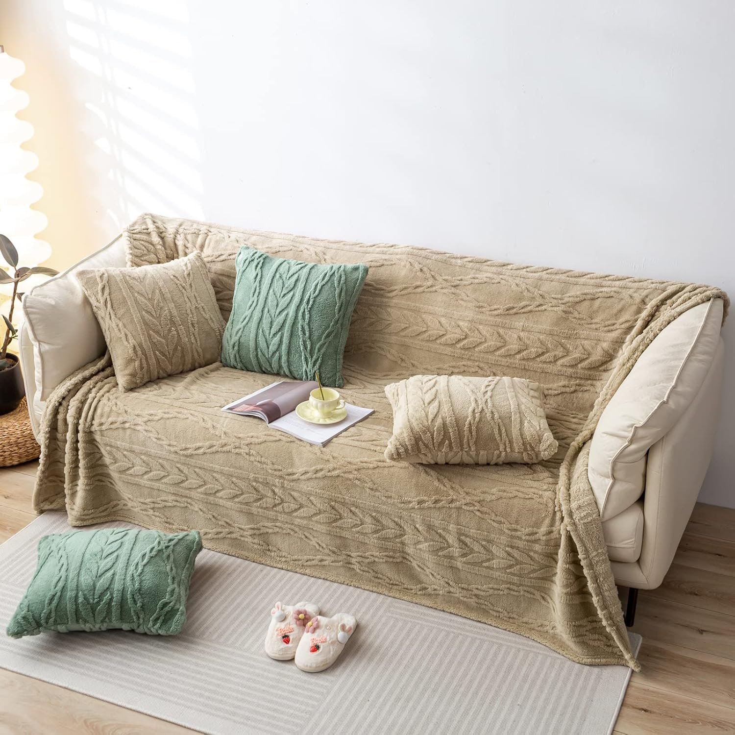 YUSOKI Sherpa Throw Blanket-3D Stylish Design Super Soft Fuzzy Cozy Warm Blanket Thick Plush Fluffy Furry Blankets for Teen Girls Women Couch Bed Sofa Chair Men Boys Gift(Tan,50"x65") - Image 7