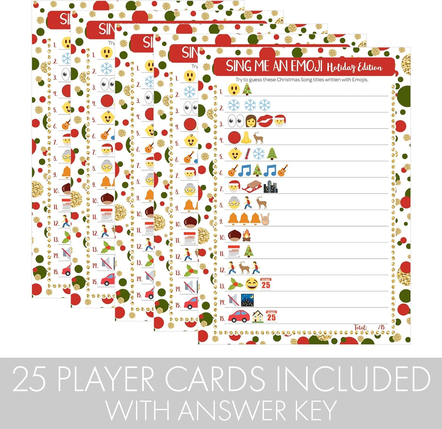 DISTINCTIVS Christmas Emoji Game, Sing Me an Emoji Christmas Party Game - 25 Count - Image 4
