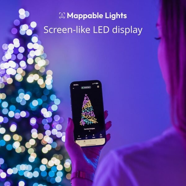 Twinkly Strings 600 LED RGB, Including White, LED Light String, Smart Multicolor LED Lights, Christmas Lights, Mappable LEDs, IP44, Green Wire, Packaging May Vary, 157.5ft - Image 4