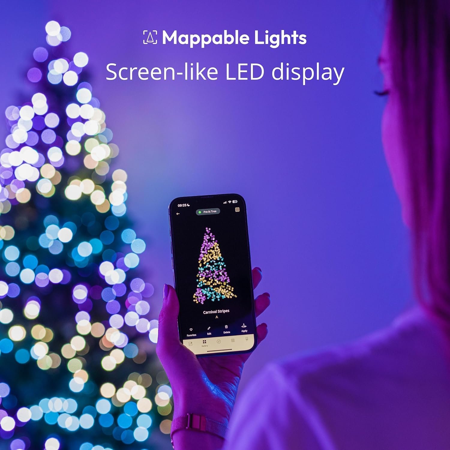 Twinkly Strings 600 LED RGB, Including White, LED Light String, Smart Multicolor LED Lights, Christmas Lights, Mappable LEDs, IP44, Green Wire, Packaging May Vary, 157.5ft - Image 4