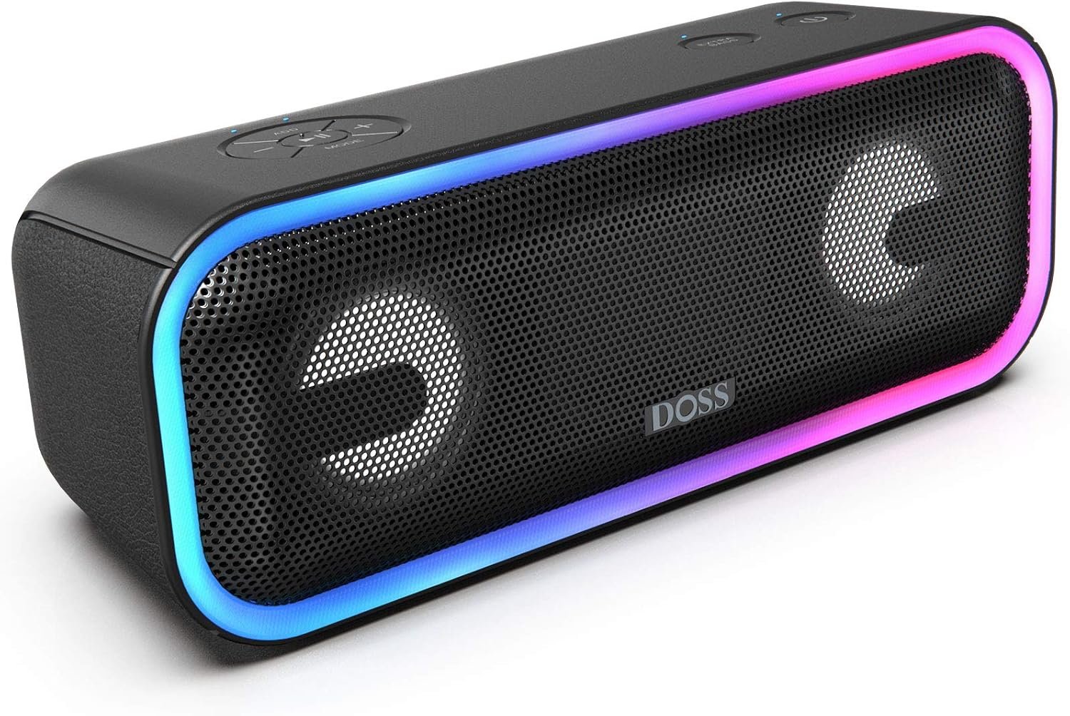 DOSS SoundBox Pro+ Bluetooth Speaker with 24W Stereo Sound, Extra Bass, IPX6 Waterproof, 15H Playtime, Wireless Stereo Pairing, Multi-Colors Light, Portable Speaker for Outdoor, Home, Party, Beach - Image 2