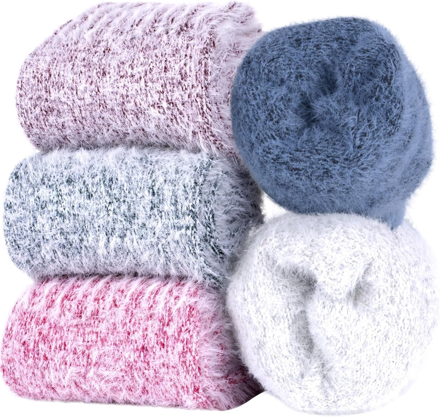 SISOSOCK Fuzzy Socks for Women Cozy Soft Warm Socks Casual Home Sleep Comfy Socks 5 Pack Winter Socks Gifts for Women - Image 3