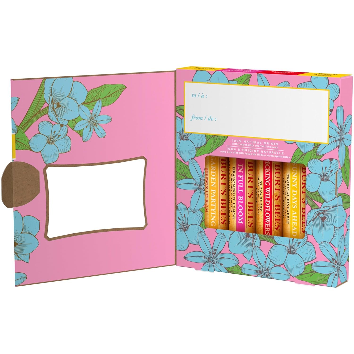 Burt's Bees Stocking Stuffers, In Full Bloom Lip Balm Set, Original Beeswax, Dragonfruit Lemon, Tropical Pineapple & Strawberry, Natural Origin Lip Treatment Christmas Gifts (4-Pack) - Image 11
