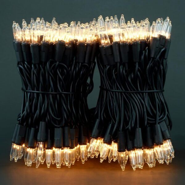 YULETIME 200 Clear Christmas Lights with Black Wire, Pack of 2 Strands of 21 ft 100 Count UL Certified Incandescent Mini String Light (Clear - Black Wire) - Image 9
