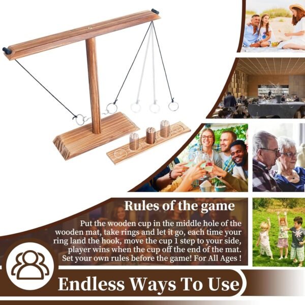 Ring toss Game, Large Base Hook and Ring Game, Hook and Ring Throwing Game for Adults Kids, Family-Friendly Indoor Holiday Fun or Outdoor Patio Games - Image 4