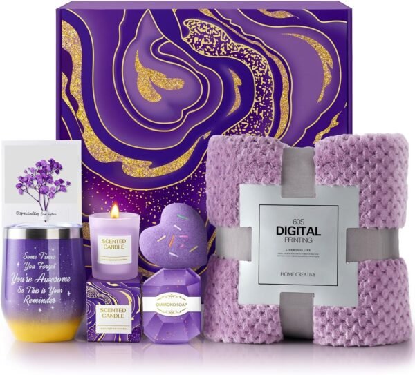 ANLEMIN Birthday Gifts for Women, Relaxation Gift Basket with Luxurious Flannel Blanket, Get Well Soon Gifts, Christmas Gifts for Women, Mom, Wife, Girlfriend, Friends - Image 2