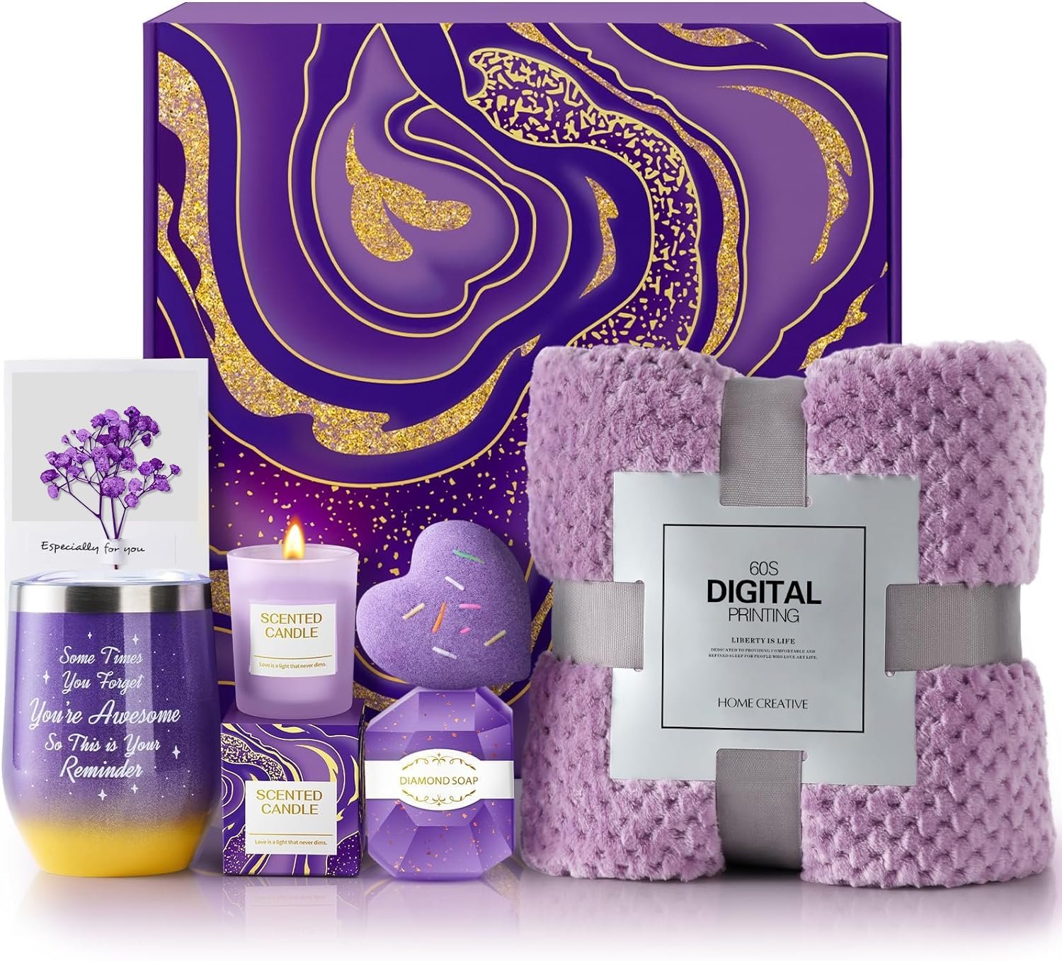 ANLEMIN Birthday Gifts for Women, Relaxation Gift Basket with Luxurious Flannel Blanket, Get Well Soon Gifts, Christmas Gifts for Women, Mom, Wife, Girlfriend, Friends - Image 2