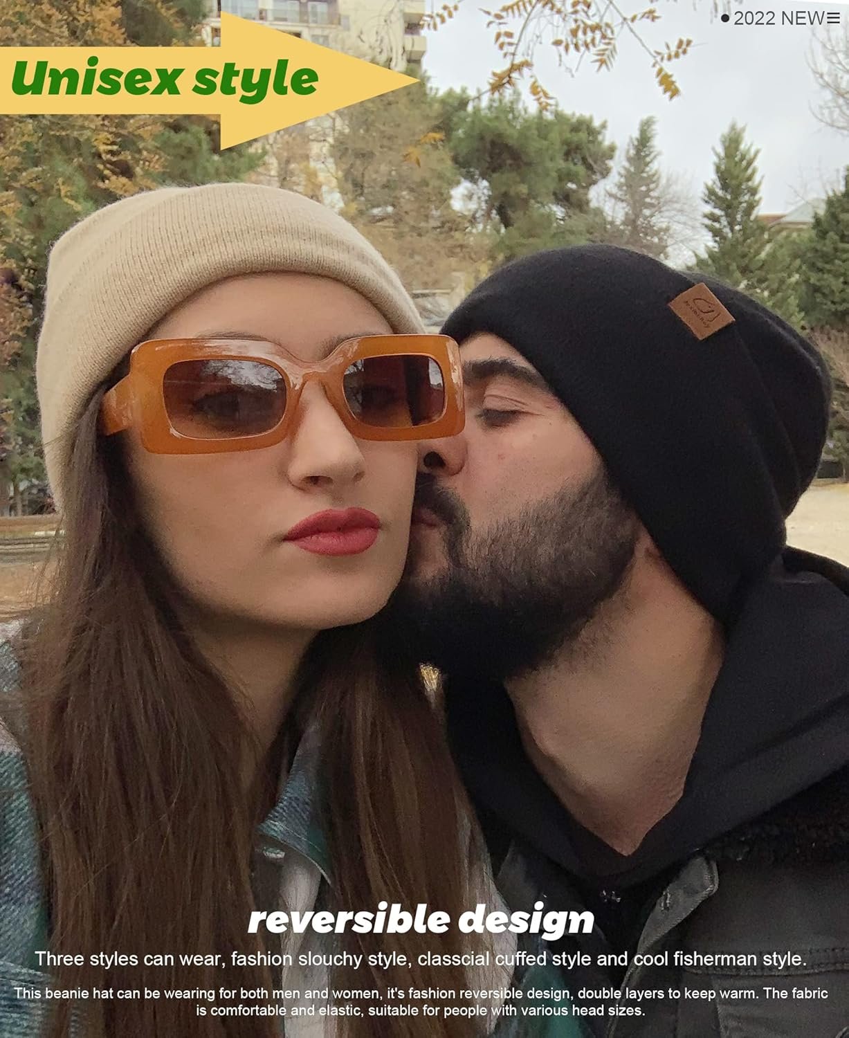 jaxmonoy Wool Cashmere Slouchy Knit Beanies Winter Hats for Women Soft Warm Double Layer Reversible Slouch Skull Beanie Cap - Image 10