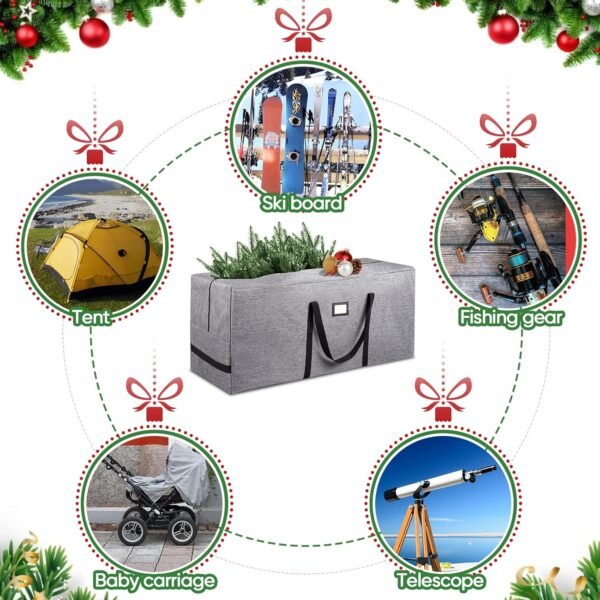 BALEINE 7.5 ft Christmas Tree Storage Bag, Heavy Duty 900D Oxford Fabric with Reinforced Handles and Dual Zippers Wide Opening, Extra Large Storage Container for Trees and Decorations (Grey) - Image 7