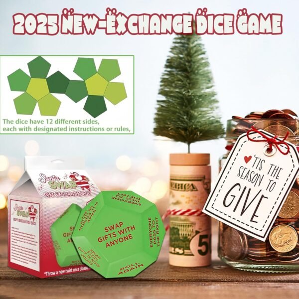 Santa Swap Gift Exchange Dice,2025 New Exchange Dice Game, Christmas Party Gift Exchange Dice Game, 12 Different Sides Gift Exchange Game, Christmas Group Party Game (a-1pc) - Image 5