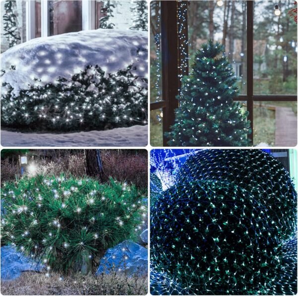 Solar Powered Christmas Net Lights Outdoor Mesh Lights for Bushes, 8 Modes Solar Christmas Lights Decorations Outdoor for Garden, Yard, 6Ft*6Ft, White - Image 5