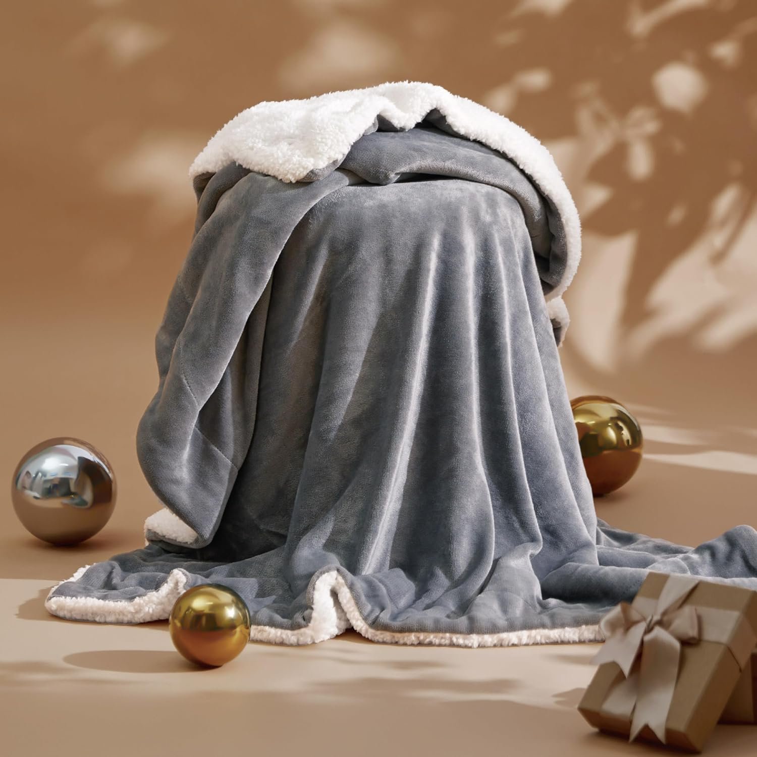 Bedsure Sherpa Fleece Throw Blanket for Couch - Thick and Warm Blanket for Winter, Soft Fuzzy Plush Christmas Blanket Gift for Women, Grey, 50x60 Inches - Image 7