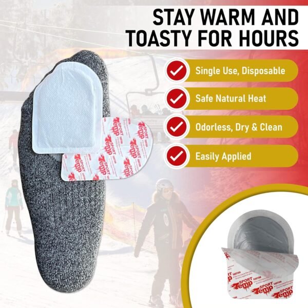 Toe Warmers - Up to 10 Hours of Heat, Easily Apply with Adhesive - Ultra Thin, Easy, All Natural - Air Activated, Odorless Hot Toe Warmers - Sport Temp - Image 6