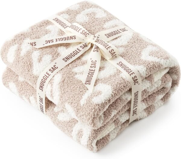 Snuggle Sac Leopard Throw Blanket for Couch Bed Sofa 50x60 inches, Reversible Beige Leopard Blanket Ultra Soft Cozy Blankets for Women Mothers Birthday Gifts - Image 2