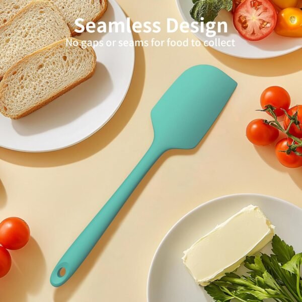 Kitchen Silicone Spatula Set, 600ºF High Heat Flex Silicone Large Scraper with Nonslip Handle for Cooking Mixing Baking Serving Stirring Flipping Non-stick Cookware (Aqua Sky) - Image 10