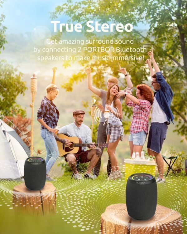 Bluetooth Speaker, Portable Wireless, Powerful Sound, with FM Radio/AUX Input, IPX5 Waterproof, TWS Pairing, for Outdoor Home Party, Birthday Gift - Image 6
