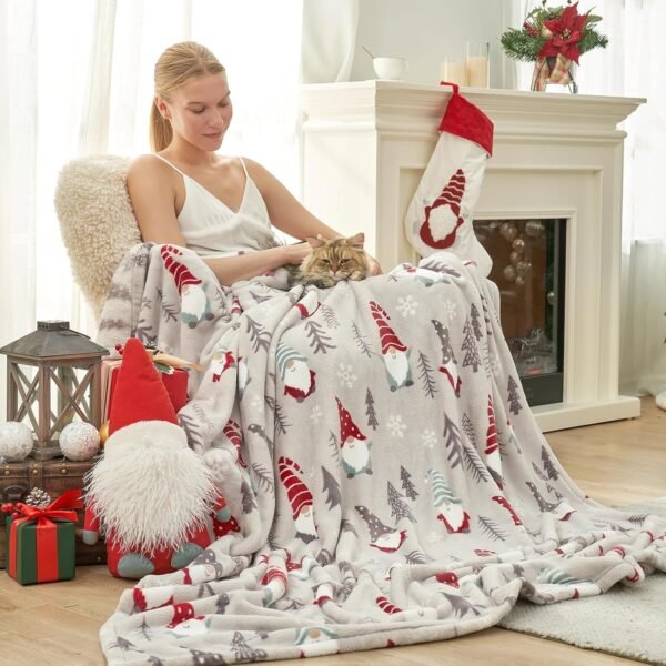 Cozy Bliss Gnome Throw Blanket Christmas Blanket Warm MilkyPlush™ Throw Blanket, Ultra Soft Cozy Throw Blanket for Couch, Sofa and Bed (Xmas Gnome, 50"x60") - Image 3