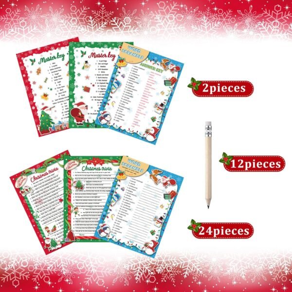 90 Pcs Christmas Trivia Game and Word Scramble Christmas Games for Family Christmas Decorations Xmas Guessing Activity Holiday Games for Friends Kids Coworkers Groups Christmas Party Supplies - Image 4