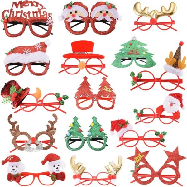 16 PCS Christmas Holiday Glasses for Kids & Adults ,Cute Christmas Glasses Frames,Fun Christmas Party Favors Festive Decorations & Trinkets , Perfect for Goodie Bag Stuffers ，best Photos booth - Image 7