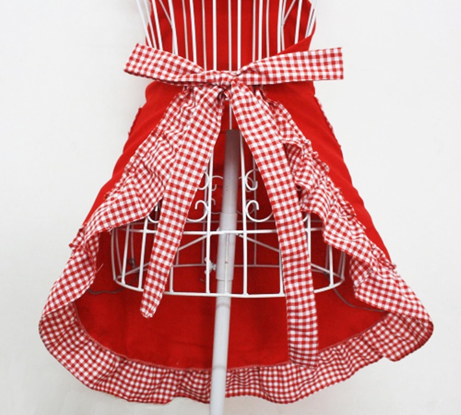 Hyzrz Cute Fashion Cotton Red Aprons for Women Girls Vintage Cooking Retro Apron with Pockets for Mother's day Gift - Image 5