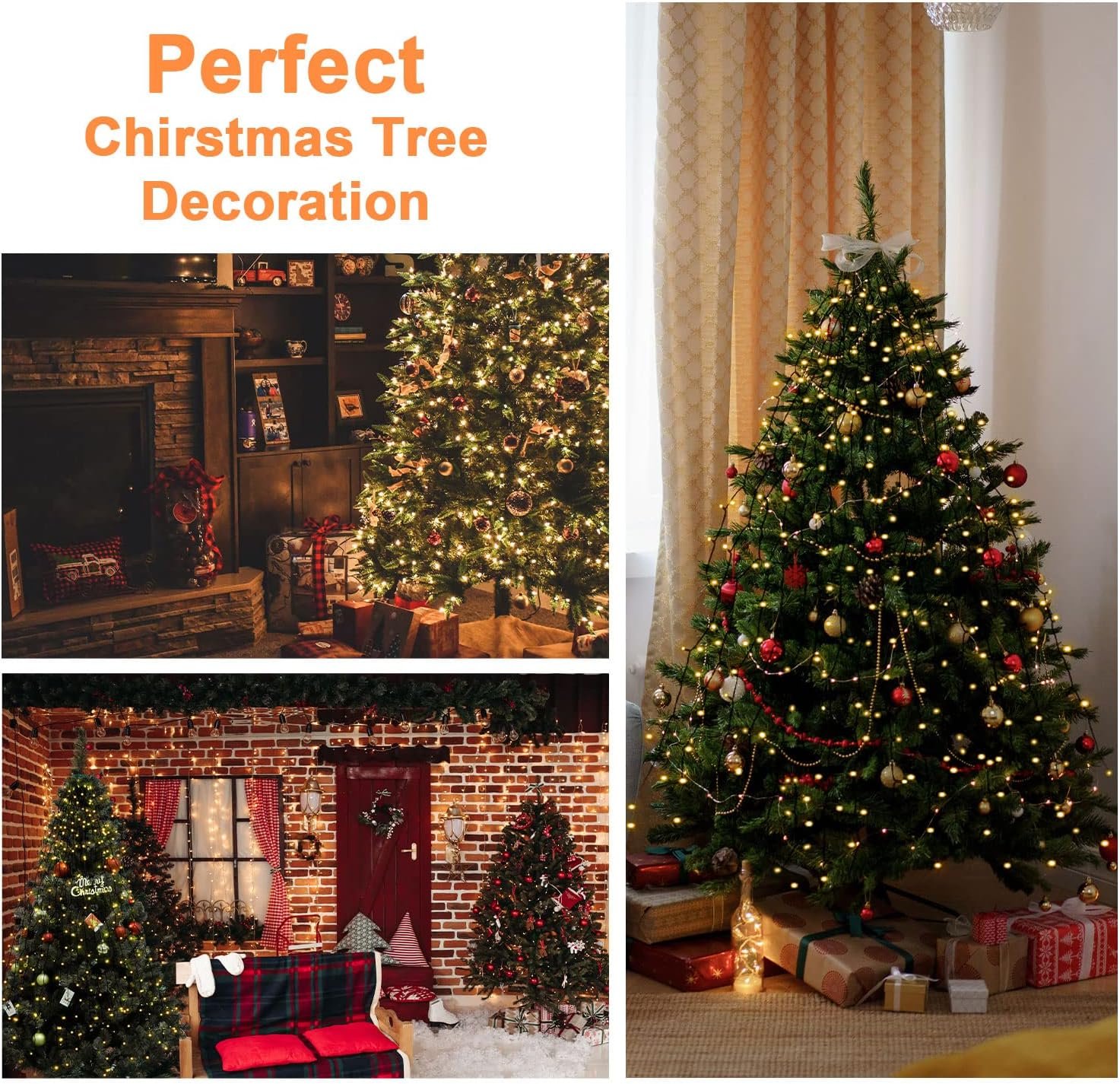 BOLWEO Christmas Tree Lights, 592LED 16 Lines Christmas Lights for Tree 8 Modes for 8ft-10ft Christmas Tree, UL Certified Indoor Outdoor Christmas Decorations 16 * 9.8ft Drops Warm White - Image 3