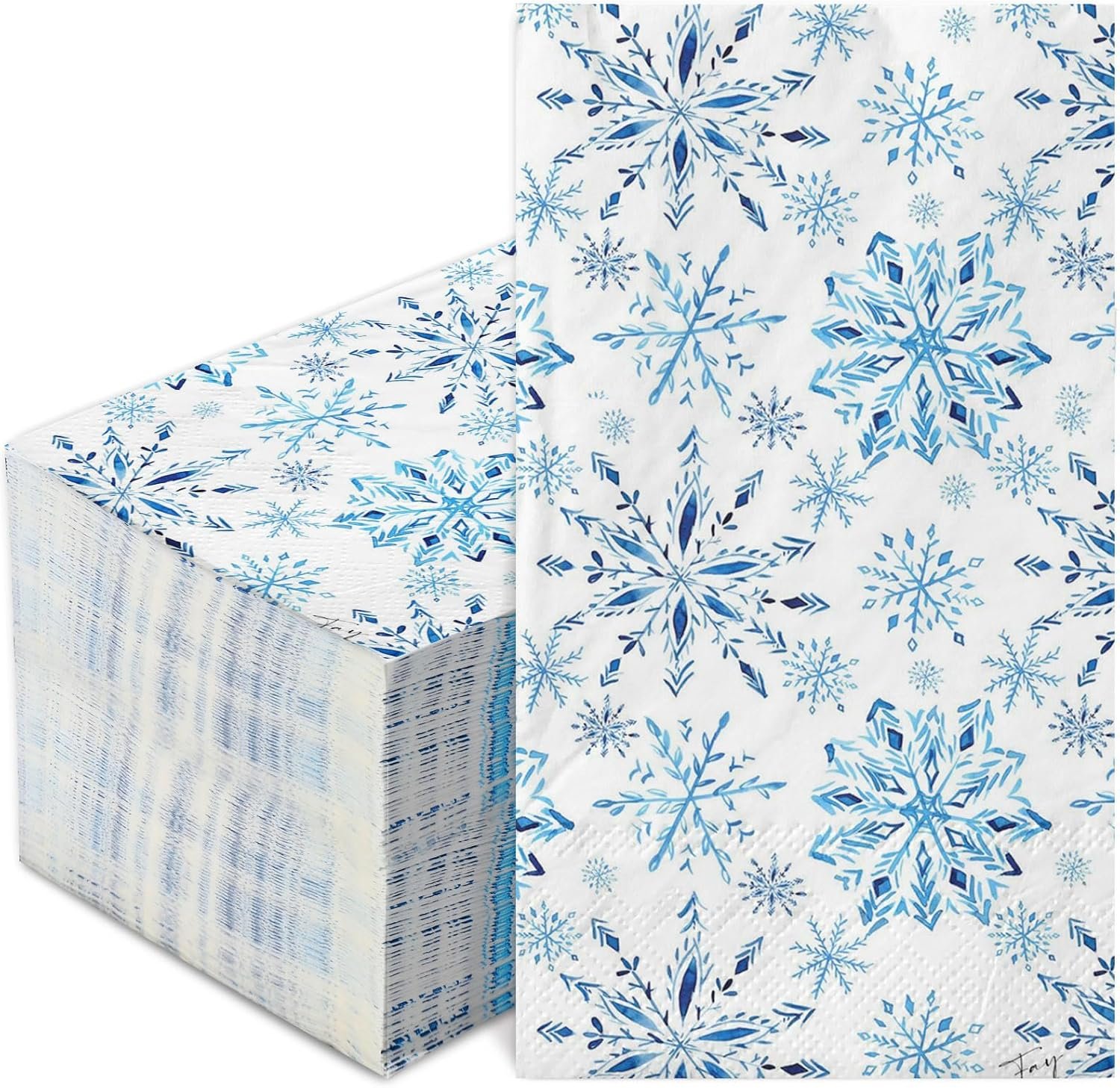 200Pcs Christmas Snowflake Guest Napkins Watercolor Blue Snowflake Disposable Napkins Winter Xmas Dinner Hand Towel Paper Napkins for Bathroom Wedding Holiday Party Table Supplies - Image 2