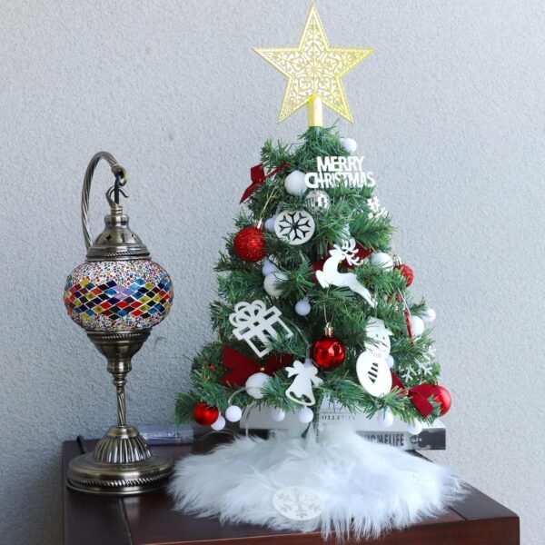 2ft Mini Tabletop Christmas Tree, Artificial Small Christmas Tree with Battery Operated Lights, Ornaments and Storage Bag, Mini Xmas Tree for Christmas Home Decorations - Image 3