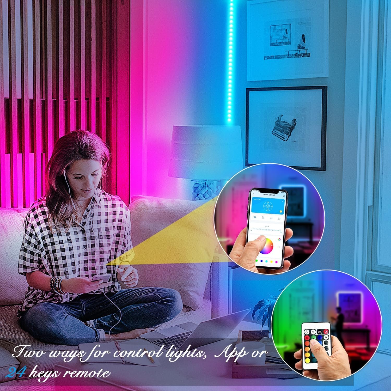 DAYBETTER Led Strip Lights 100 ft Smart with App Remote Control, 5050 RGB for Bedroom, Living Room, Home Decoration, Music Sync Color Changing for Room Party(2 Rolls of 50 ft) - Image 6