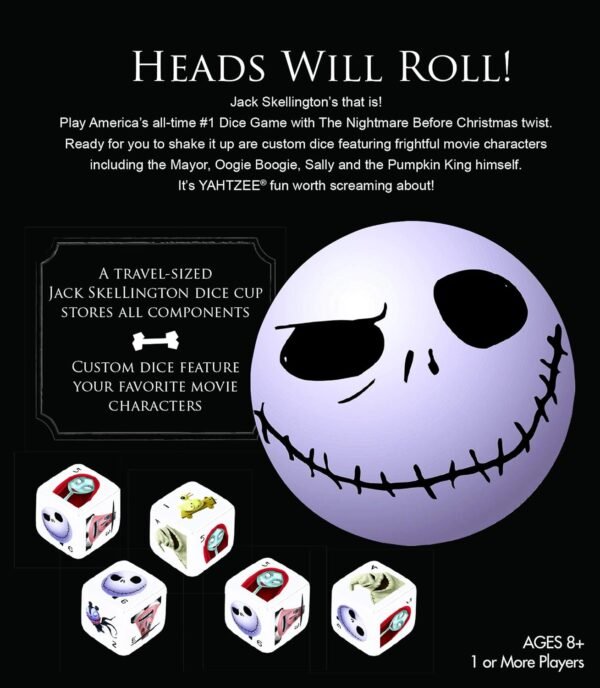 Disney Yahtzee The Nightmare Before Christmas Dice Game | Collectible Jack Skellington Toy | Family Dice Game & Travel Games - Image 5