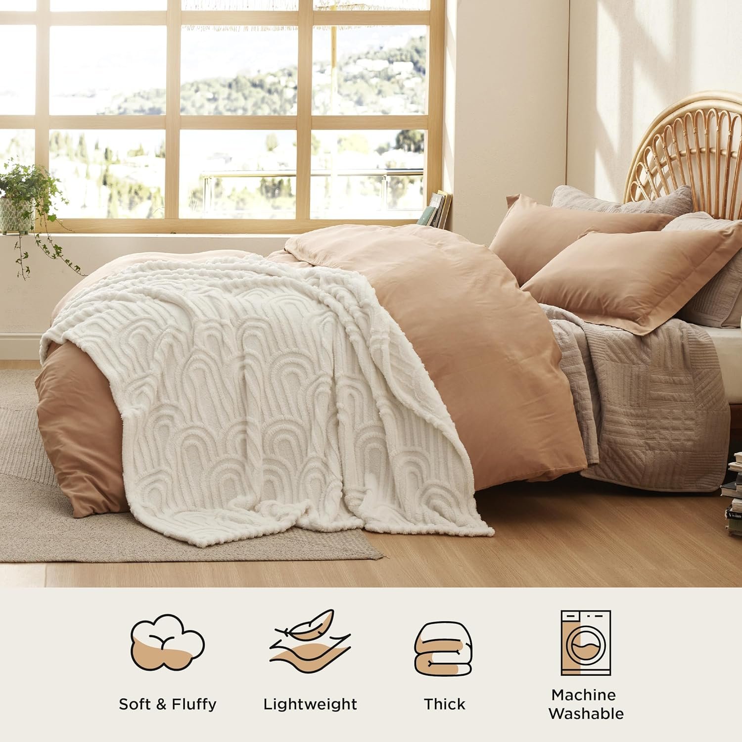 Bedsure Throw Blanket for Women - Super Soft Cozy Blankets for Women Gift, Cute Small Fleece Blanket for Girls, White, 50x60 Inches - Image 6